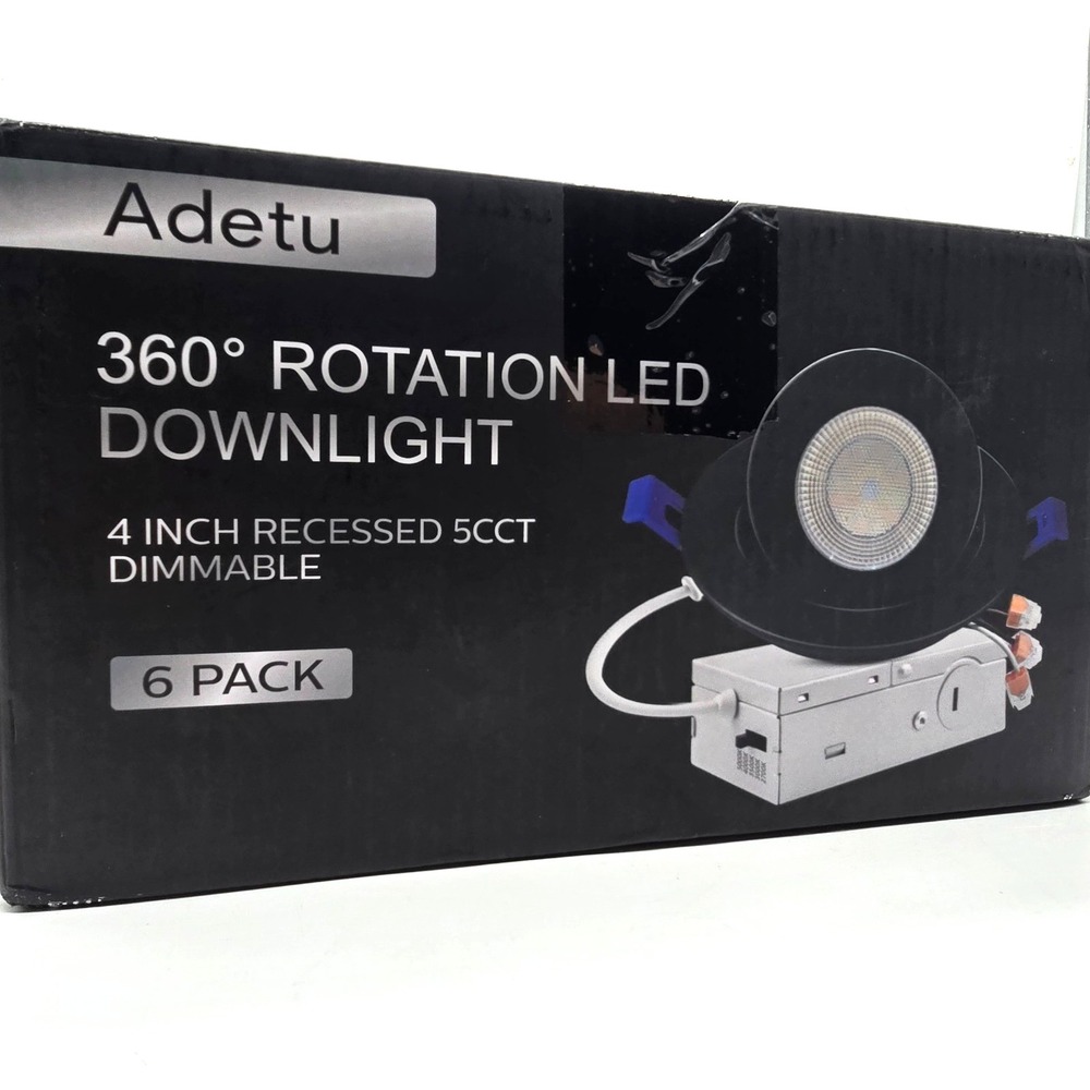 Adetu 4" Black Gimbal LED Recessed Light 10W‎ 5CCT 360° Adjustable 6 Pack ETL